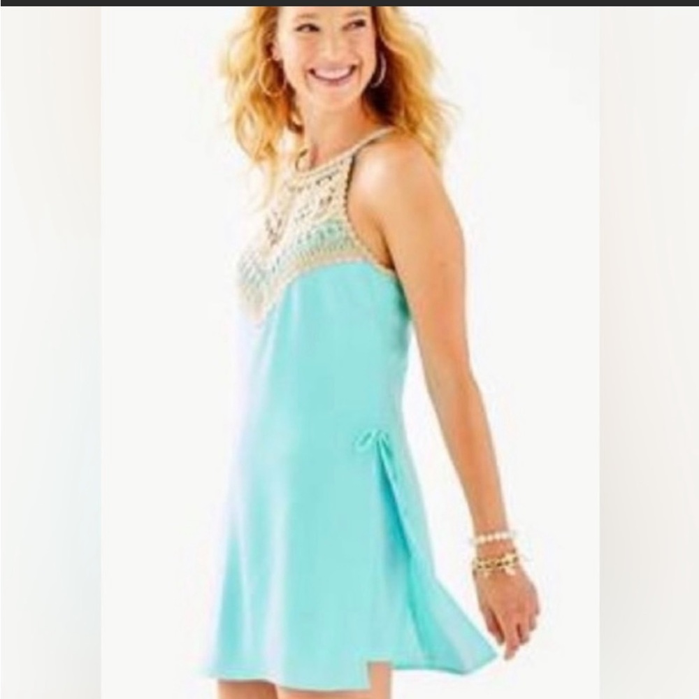 Lilly Pulitzer Pearl Romper in Bali Blue, Size 10.